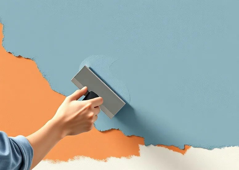 Application d'un enduit décoratif à la lisseuse sur un mur