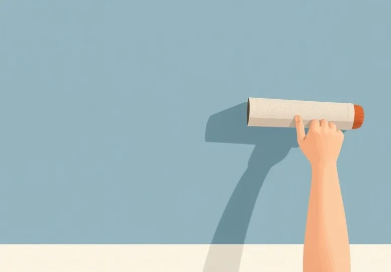 Pose de papier peint, rouleau et brosse à maroufler